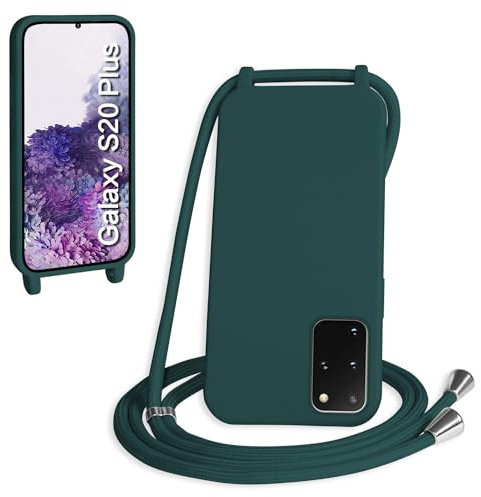 WenBaby Handykette für Samsung Galaxy S20 Plus Hülle mit Band,Handyhülle mit Schnur zum Umhängen Silikon Seil Necklace Schutzhülle mit Kordel Tasche Case TPU Bumper für Galaxy S20 Plus- Dunkelgrün