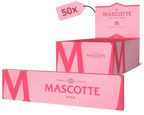 Mascotte® Pink Slim 34 x 50 carnets | Feuille a Rouler Rose pour le Tabac | Papier à rouler brûlant même avec fermeture magnétique | 1700 Feuilles