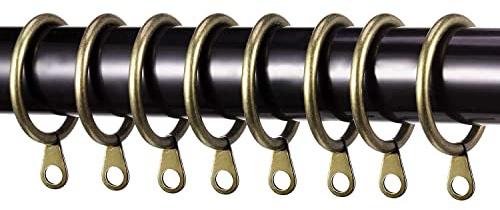 Brass Curtain Pole Rings 45mm Strong Metal Curtain Hanging Rings with Sliding Eyelet Rings Hanging Rings for Curtain Pole Curtain Eyelet Rings Pack of 12.