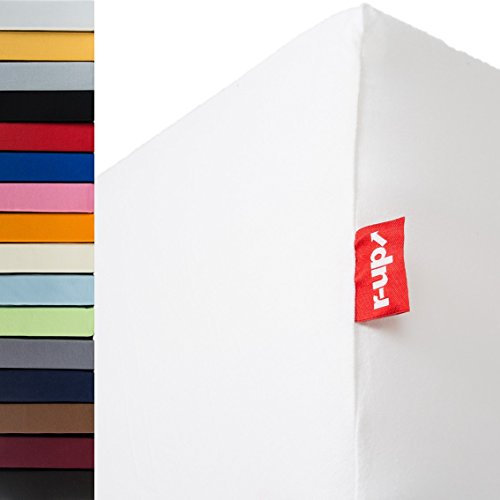 r-up Passt Spannbettlaken 28 Stück 90x200-100x200 bis 35cm Höhe viele Farben 100% Baumwolle 130g/m² Oeko-TEX stressfrei auch für hohe Matratzen (Weiss)