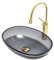 Boyuan Waschbecken im Badezimmer, Waschbecken aus gehärtetem Glas mit goldenem Wasserhahn und Pop-Up-Ablauf, buntes, klares Waschbecken, Aufsatzwaschbecken mit Zubehör, 49 x 36,5 x 13 cm
