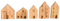 RiloStore 5er Set Holz Haus braun 7-11cm groß Holzhäuser p726 Dekohäuser Häuschen Aufsteller Zuhause Dekohaus Raumdeko Haus Dekoset Herbstdeko Weihnachtsdeko