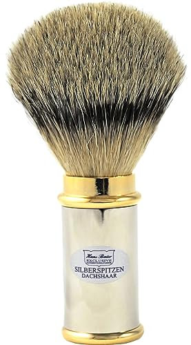 Hans Baier Exclusive Rasierpinsel Griff Metall bicolor - Größe 1