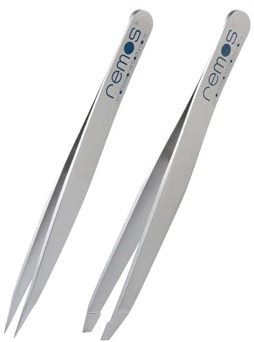 REMOS Pinzetten Set 2-teilig mit Augenbrauen- & Splitterpinzette in Satin
