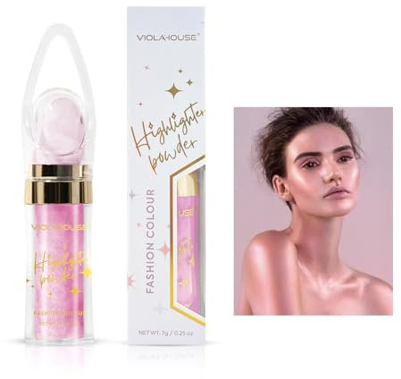 VIOLA HOUSE Gesicht Highlighter Powder Stick, Körper Haar Schimmer Glitter Puder, für Aufhellung Gesicht Körper Lippen Makeup Kit. (Rosa)