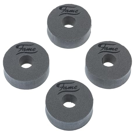 Fame Cymbal Washers, 40x14 Beckenfilze Grau, 4er Pack, Memory-Schaum Becken Zubehör, Optimierter Sound und Spielgefühl, Geeignet für Ober- und Unterseite, Verschiedene Farboptionen