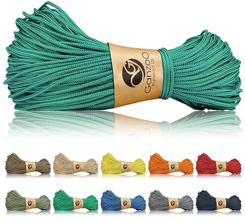 Ganzoo Paracord 125 Seil 1mm Takel-Schnur, Nylon & Polyester, Allzweckseil für Armband, Hundehalsband, Hundeleine & Knüpfen, Takeln, Camping & Survival, Türkis
