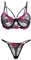 Satohom Women’s Sexy Lace Lingerie Floral Embroidery Underwear Set Push Up Bra Half Cup and G-String 2 Piece Teddy Negligees Mesh Sheer Rose with Panties for Women Naughty Nightwear Strappy Bikini Set