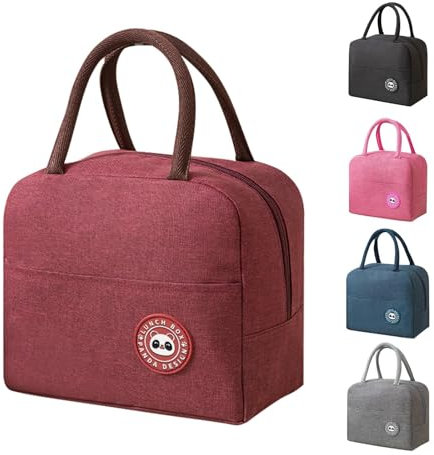 BRYN Bolsa Termica Porta Alimentos, 5.6L Bolso Termico, Bolsa Fiambrera Plegable, Bolsa Nevera para Trabajo, Escuela, Viajes, Camping, Picnic(Rojo)