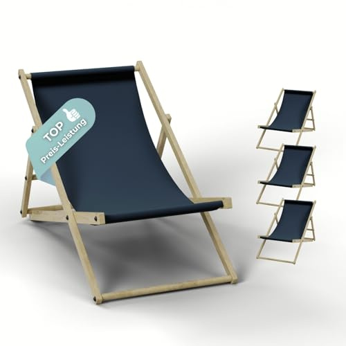 HAGO Liegestuhl Dunkelgrün Liege Stuhl Strand Strandliege Sonnenliege Gartenliege Klappstuhl Lounge Chill 4 Stück