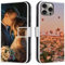 CAXKJE Lederhülle für iPhone 15 Pro Personalisierte Handy Hülle,mit Eigenem Foto Bild Text Individuelle Schutzhülle,Leder Flip Case Schutzhülle Stoßfest Hülle -SAMHD-White