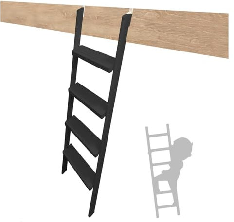 Etagenleiter, Ausstiegsleiter für Kellerfenster, Etagenleiter für Wohnmobile, verstellbare Haken-Kletterleiter für Wohnwagen, Trittleiter für Hochbetten (Farbe: Schwarz, Größe: 1,5 m/59 Zoll
