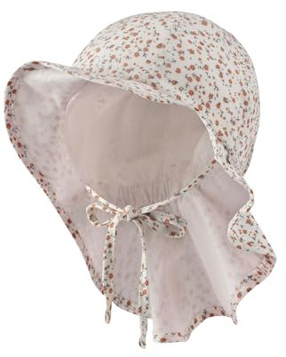 Sterntaler Sonnenhut Millefleurs - Mädchen Sommerhut mit Blümchen Muster - elastisches Gummiband - zum Binden - UV-Schutz 50+ Mütze mit Nackenschutz - Baby Kinder Kopfbedeckung - Ecru, Größe 51