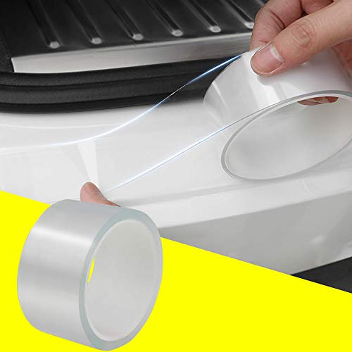 QBUC Car Door Sill Trim Strips, Scratch Cover Protector Paint Threshold Nano Glue, Front Rear Door Entry Sill Guard Scuff Plate for Most Cars, Transparent (5cm*5m)