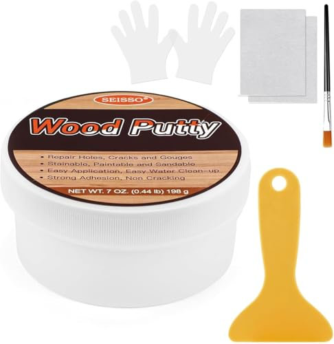 SEISSO 200 g Mastic bois, Chêne doré, Mastic à bois imperméable, mastic de réparation du bois, kit de réparation de meubles en bois – Réparation de tables, armoires, sols, portes en bois