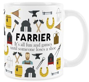 Farrier Mug - Humorous Horse Shoe Fitter/Equine Jobs Novelty Gifts - Tea/Coffee Hot Drinks White Ceramic Cup Present