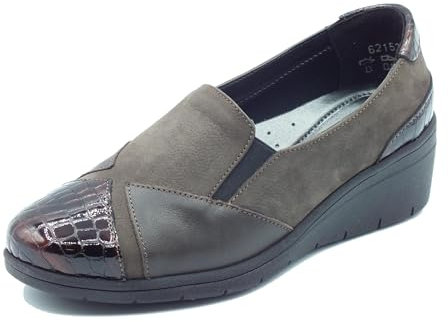 Melluso K91617W Brown Mocassini Comfort per Donna in Nabuk e Vernice Marrone Zeppa Media (Taglia 35)