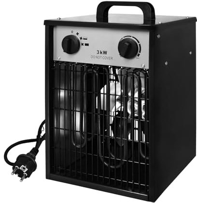 LZQ Heizlüfter Elektroheizung Energiesparend Elektroheizer Profi-Industrie Bauheizer, Elektrisch Heizgerät mit Integriertem Thermostat,Heizgebläse mit 3 Heizstufen, Bauheizer (3 KW)