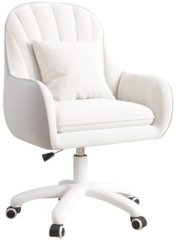 Aivermeil Homeoffice Stuhl, SamtStuhl mit Kopfkissen, 360° drehbar Höhenverstellbar Bürostuhl ergonomisch, Schminkstuhl Drehstuhl,für Arbeitszimmer Schlafzimmer,bis 120kg belastbar Weiß