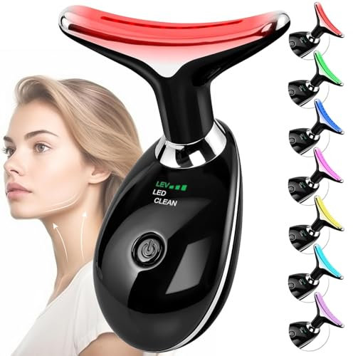 Gesichtsmassagegerät Gegen Falten,Gesicht Schönheit Gerät mit 3 Modi,45℃ V Face Beauty Meter Gesichtsgerät für Hautstraffung & Lifting EMS Gesichtsmassage für Damen Herren V Shape Face Gerät (schwarz)