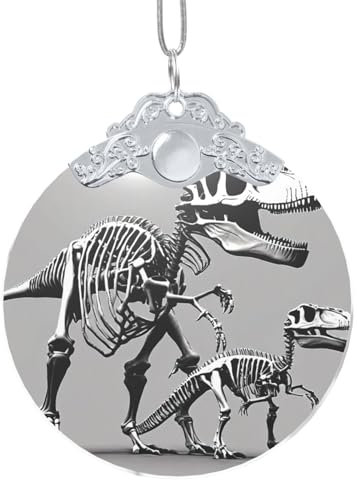 SHuWeiD Dinosaurier Skelette Druck Glas Rund Anhänger mit Kette Innen oder Außen Weihnachten Deko Anhänger