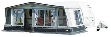 dwt Wohnwagen Vorzelt Domino 250 cm tief, Saisonzelt für Wohnwagen-Camping, Ganzzelt mit attraktiver Optik und Farbgestaltung, Größe:Gr. 11 Umlaufmaß 851-880 cm