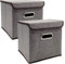 Aufbewahrungsbox Stoff,Aufbewahrungsboxen Stoff 2 Stück zusammenklappbare Aufbewahrungskörbe mit Deckel, 25 x 25 cm, Leinenstoff, Aufbewahrungskörbe, waschbar, dekorative Aufbewahrungsbox(Gray)