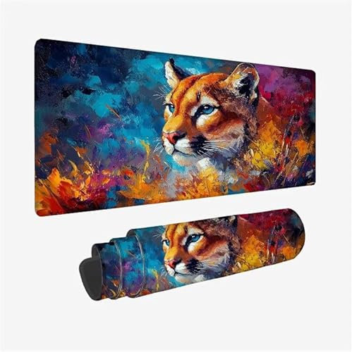 Tapis de Souris Lion, Couleur Tapis de Souris Gaming XXL 1600x800X0.3MM, Étanche Mouse Pad à Bords Cousus, Grand Mousepad 3 mm Base en Caoutchouc Antidérapante, Deco Bureau Desk, Cadeau, Model-7990