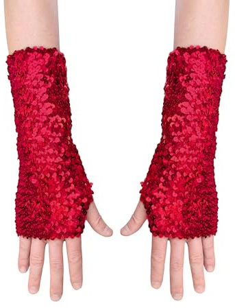 AUSUAYA Pailletten Handschuhe, Bling Performance Handschuhe Sparkly & Glitte For Birthday & Stag & Rave Party DE-S-YG