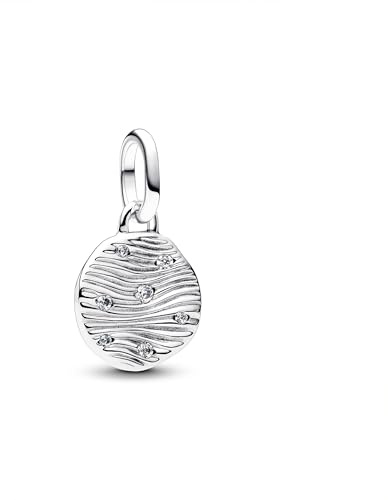 PANDORA ME Gravierbares Mini-Medaillon-Charm aus Sterling Silber mit Zirkonia, Kompatibel Me und Moments Anhänger, 793860C01