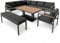di volio Gartenmöbel Set Noli - anthrazit, Outdoor Lounge aus Aluminium mit höhenverstellbarem Kunstholz-Tisch, wetterfest & bequem für 10 Personen