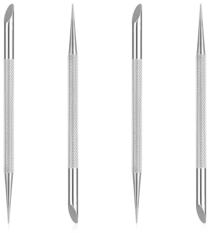 Guduling 4 PCS Metal Cuticle Pusher,Cuticle Remover Tool,Nail Cleaning Cuticles Stick,Stainless Steel Nail Cuticles Pusher Nails Polish Remover Tool for Professional Manicure Pedicure