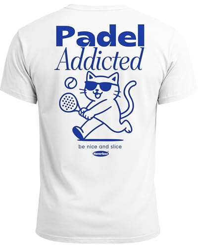 Neverless® Herren T-Shirt Backprint Padel Tennis Sport Funshirt aus Baumwolle Katze Printshirt Fashion Streetstyle