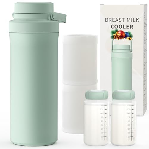 Xaproo 650ml Breast Milk Cooler Bottle, 24H Ice-Free Cooling | with 360° Surrounded Cooling, Portable Milk Chiller for Breastmilk with 2pcs Baby Bottles for Baby, BPA-Free