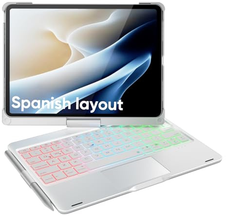 doqo iPad Air 11 & iPad Pro 11 Tastatur Hülle mit Trackpad,360° drehbar | Laptop-ähnliches Tippgefühl,Beleuchtung,kompatibel für iPad Air 11 M4/M3/M2,Air 5/4,Pro 11 (1.–4. Gen), mit Stifthalter