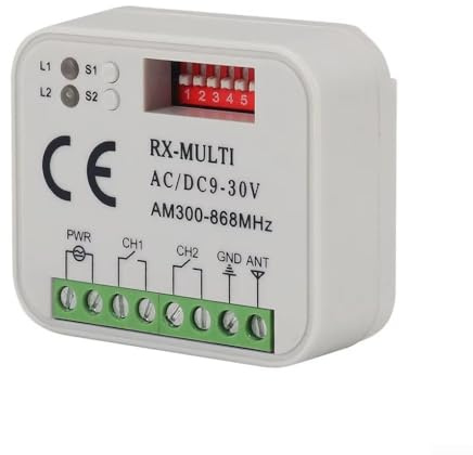 Fernempfänger 300–868 MHz, Multi-Frequenz-Controller für 433 MHz Garagentoröffner, DIP-Schalter (weiß)