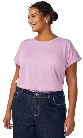 Zizzi Damen T-Shirt Große Größen Baumwolle Rundhalsausschnitt Größe Gr L Lavender Mist