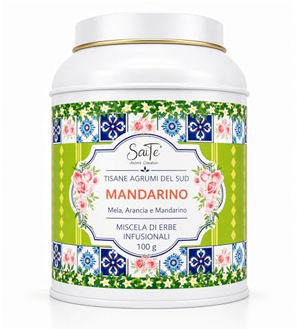 SaiTè Tisane sfuse Agrumi del Sud MANDARINO 100g – Tisana mandarino e arancia con mela e rosa canina, infuso fruttato agrumato, Tisane regalo - Made in Italy