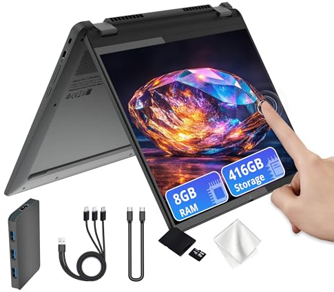 Lenovo Flex 5i Chromebook Plus 14 WUXGA Touchscreen 2-in-1 Laptop, Intel Core i5-1334U, 8GB LPDDR4x, 416GB Storage (256GB SSD&160GB Docking Station), Backlit Keyboard, FHD Camera, Chrome OS, Gray