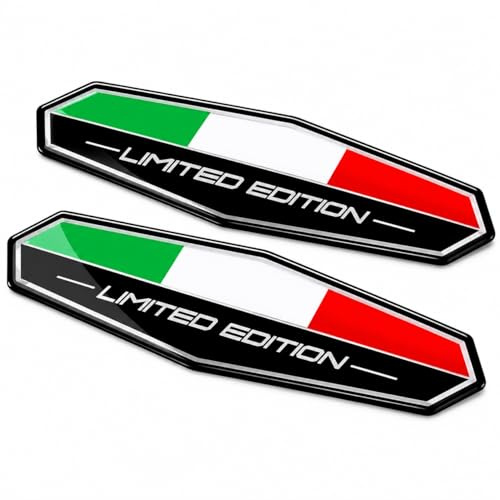 2 Stück 3D Epoxy Gel Emblem Aufkleber Limited Edition Italien Flagge Auto Motorrad Helm Koffer Vinyl Sticker Hochglanz Wetterfest UV-Beständig Selbstklebend Dekoration für Fahrzeug Zubehör Schwarz