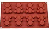 RoseFlower 8 trous dessin animé ours gâteau moule en silicone, gâteau au chocolat pudding gelée savon muffin bricolage outil de cuisson, 29 * 17 * 1.1 cm