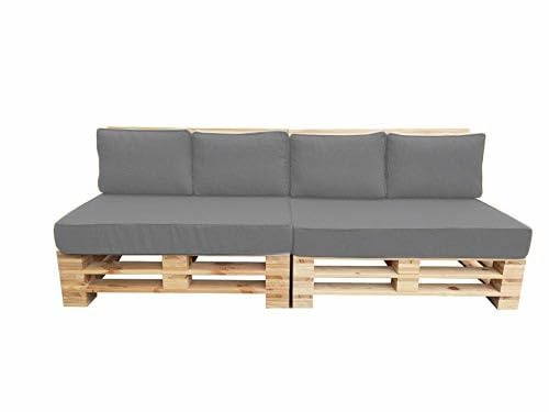 chilly pilley Palettenkissen Wasserdicht Keder Naht Palettenauflage Wasserfest Gartenkissen Wasserabweisend Palettenpolster Abnehmbar mit Reißverschluss Sofaskissen (6 er Set, Grau)