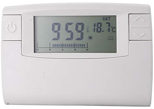 Electraline 59219 Chronothermostat numérique avancé avec 24 programmes pour trois niveaux de température confort/économie d'énergie/vacances (antigel) de mur, blanc