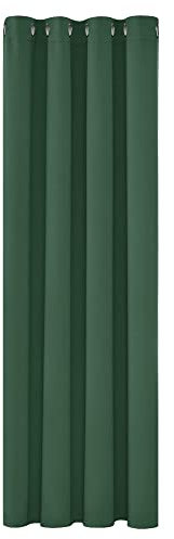 Deconovo Blickdichte Gardinen Verdunkelungsvorhang mit Ösen Thermogardine Kälteschutz Wohnzimmer Indoor, 260x140 cm(HöhexBreite), Waldgrün, 1 Stück
