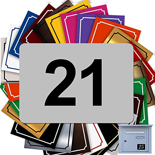 Numéro Pour Boîte Aux Lettres Adhésif - Numéro De Maison PVC – Plaque Gravée À Personnaliser - MEDIUM 7 x 5 cm (Gris Mat)