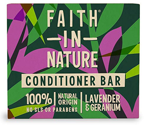 Faith In Nature Natural Lavender & Geranium Conditioner Bar, Nourishing, Vegan & Cruelty Free, No SLS or Parabens, For Normal to Dry Hair, 85g