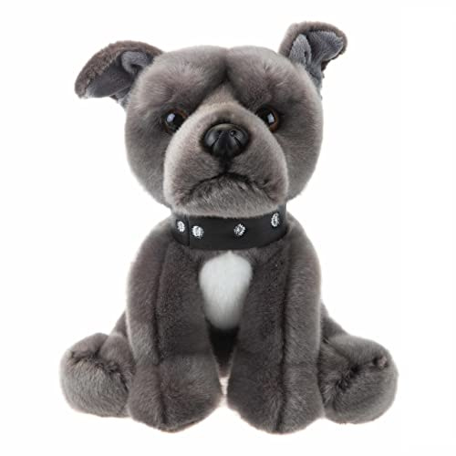 PMS VFM – Staffordshire Plüschtier Grau Staffordshire Bull Terrier Hund Premium 30 cm Plüschtier – Super Flauschiger Luxus lebensecht Stofftier Teddy – Natural World Collection