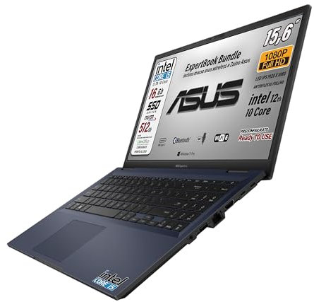 ASUS notebook, pc portatile, Cpu Intel i5 di 12Th 10 Core, Ram 16 Gb, SSD Pci Nvme da 512 Gb, 15,6 FHD, wi-fi 6, 4 Usb, Bt, Intel Iris xE, Win 11 Pro, Libre Office, pronto All'uso Gar. Italia