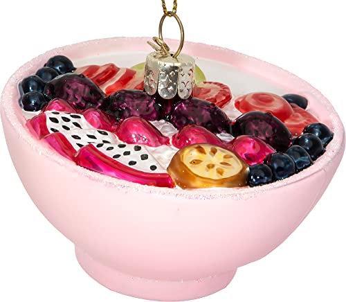 SIKORA Früchte Müsli Schüssel besondere Weihnachtskugel Glas Christbaumschmuck Deko Figur Weihnachten Anhänger Ornament - Trend Line - BS543