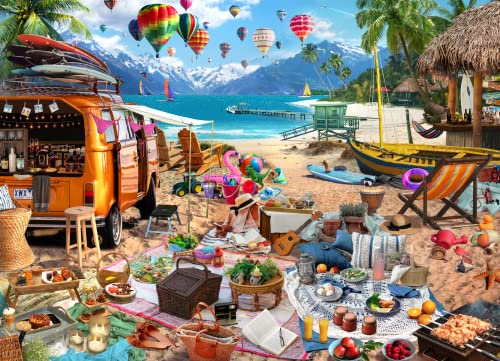 Brain Tree - Beach Holiday 1000 Piece Puzzle for Adults: With Droplet Technology for Anti Glare & Soft Touch